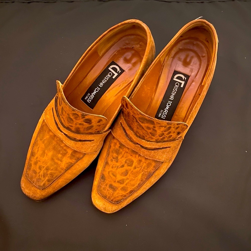 VINTAGE Versace Collection 1950s CT shoes 1 inch thick heel leather sole brown
